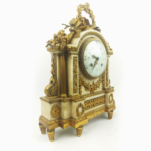 205A - A D. J. DUBOIS, PARIS EIGHT DAY MANTEL CLOCK, marble and gilt bronze, white enamelled dial, 44cm hig... 