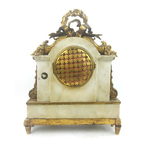 205A - A D. J. DUBOIS, PARIS EIGHT DAY MANTEL CLOCK, marble and gilt bronze, white enamelled dial, 44cm hig... 