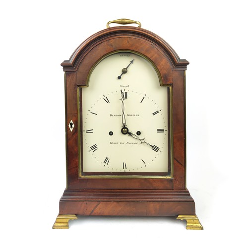 200A - A DEBOIS & WHEELER MAHOGANY BRACKET CLOCK, late 18th century, eight day movement, striking on a bell... 