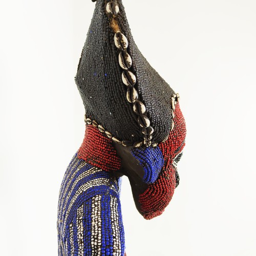 203A - BAMILEKE TRIBE BEADED THRONE CHAIR, Cameroon, circa 1970, 152cm H.