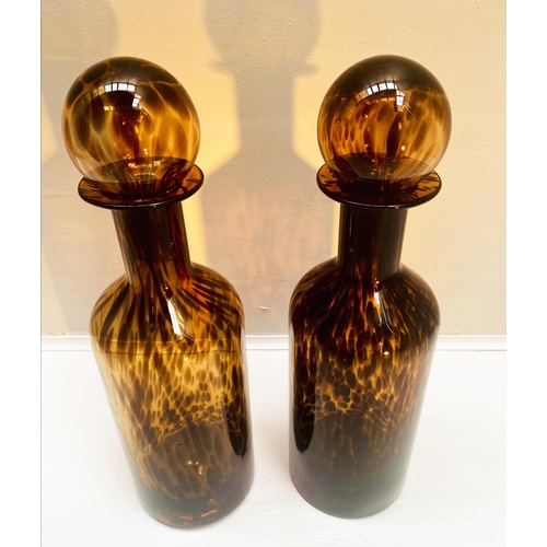 466 - DECANTERS, a pair, Murano style tortoiseshell glass, 53cm H x 14cm W x 14cm D. (2)