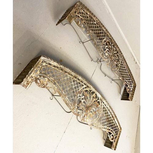 468 - PELMETS, a pair, Regency inspired style, pierced metal, 32cm H x 100cm W x 12cm D. (2)