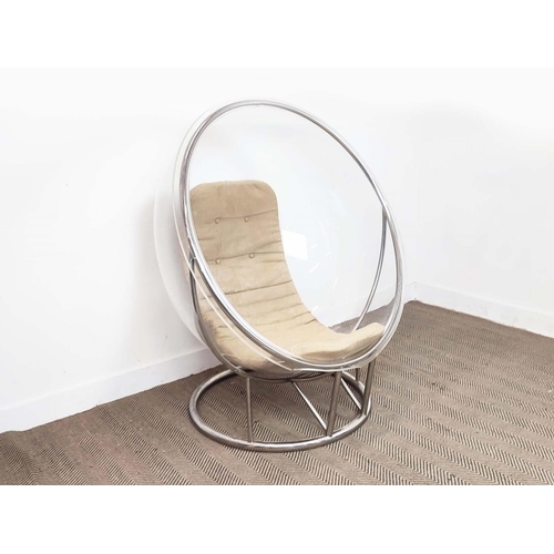 469 - ATTRIBUTED TO KELLY HOPPEN BALL CHAIR, later cushion, 130cm H approx.