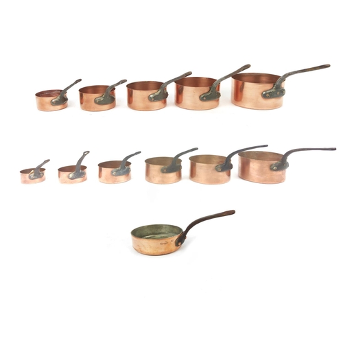 10 - BATTERIE DE CUSINE, a set of six and a set of five along with a small frying pan. (12)