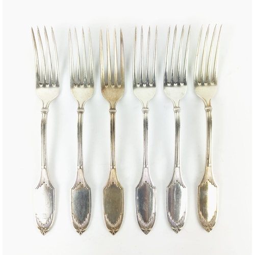 11 - A SMALL COLLECTION OF WHITE METAL CUTLERY, including Russian silverware, comprising multiple sets of... 