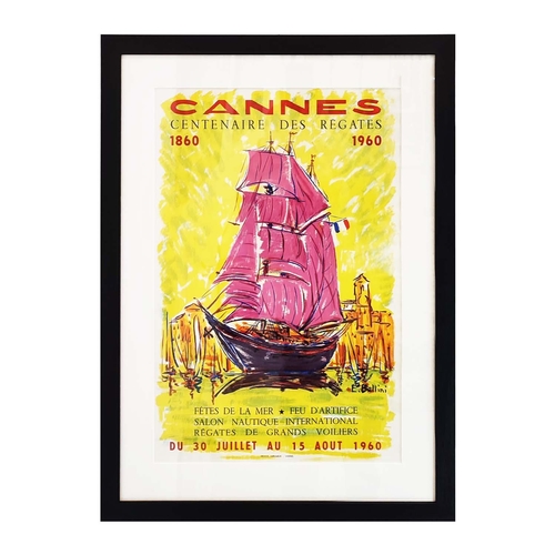 112 - EMMANUEL BELLINI (1904-1989, Monaco), 'Cannes, Centenaire Des Regates' lithograph, 55cm x 36cm, publ... 