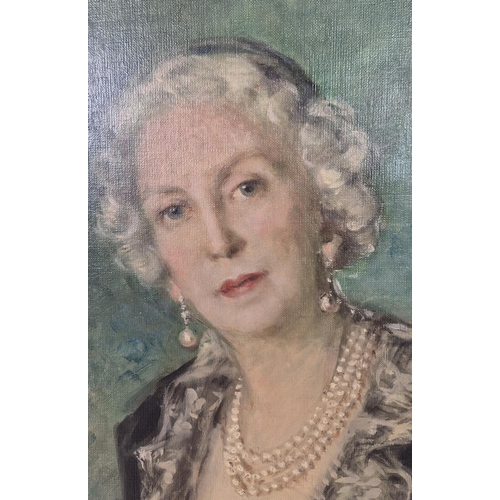 113 - NIC MICHAILOWS, Portrait of Lady Fraser (wife of Sir Colin Fraser 1875-1944, Australia), oil on canv... 