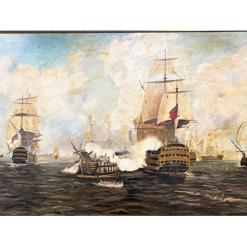 129 - MANNER OF J.M.W. TURNER (British 1775-1851), 'The Battle of Trafalgar', oil on canvas, 100cm x 152cm... 