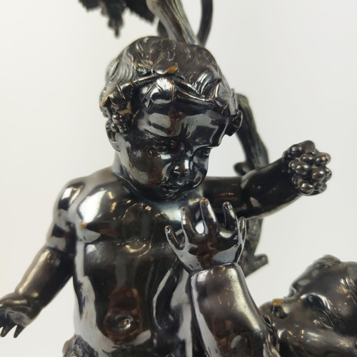 13 - A SILVER PLATED FIGURAL EPERGENE, in the form of cherubs, grapevine decoration, 46cm H.