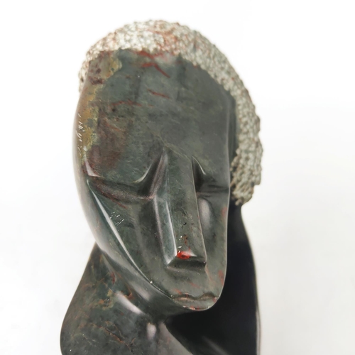 14 - SHONA SCULPTURED BUST, signed M. Gwande, 23cm x 16cm.