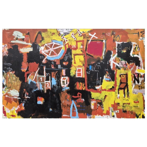 143 - NIKOS LAGOS (B. 1970), 'Untitled', Manner of Jean-Michel Basquiat, oil on canvas, 200cm x 350cm.