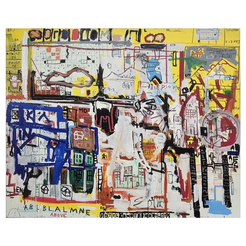 144 - NIKOS LAGOS (B. 1970) 'Untitled', Manner of Jean-Michel Basquiat, oil on canvas, 200cm x 250cm.