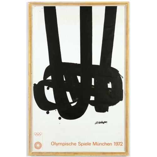 171 - Pierre Soulages, Abstract Noir – signed in the plate Munich Olympic games lithographic Poster 1972, ... 