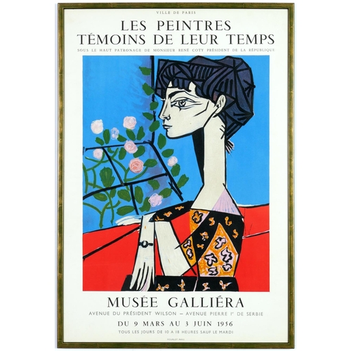 175 - Pablo Picasso, Jacqueline with flowers, Lithographic poster printed by Mourlot 1956 After the 1954 p... 