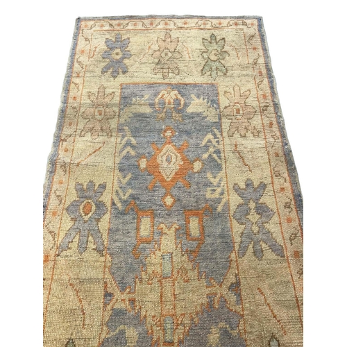 187 - TURKISH OUSHAK RUNNER, 365cm x 88cm.