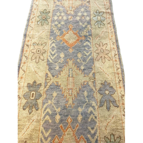 187 - TURKISH OUSHAK RUNNER, 365cm x 88cm.