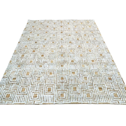 188 - ART DECO DESIGN JUTE AND BAMBOO SILK CARPET, 406cm x 305cm.