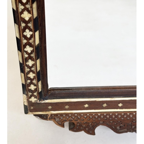 197 - MOORISH WALL MIRROR, 19th century Syrian carved hardwood, ebony, mother of pearl and bone inset with... 