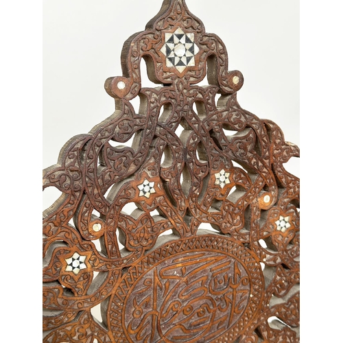 197 - MOORISH WALL MIRROR, 19th century Syrian carved hardwood, ebony, mother of pearl and bone inset with... 