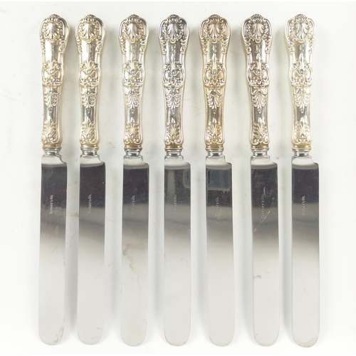 2 - TIFFANY AND CO SILVER FLATWARE, comprising a matched set of 7 Tiffany dinner knives, 6 Tiffany bread... 