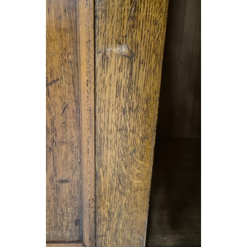 201 - REGENCY OAK AND HOLLY WARDROBE, with a pair of panelled doors enclosing hanging space over a drop fr... 