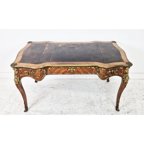 213 - BUREAU PLAT, French kingwood, circa 1880, with an inlaid leather writing surface and ormolu mounts w... 