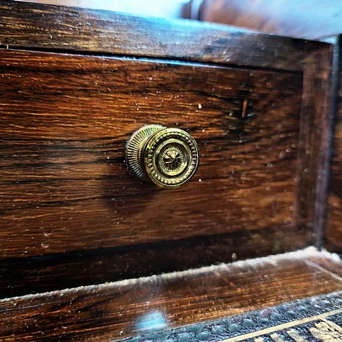 214 - WRITING TABLE, Edwardian rosewood and marquetry with hinged top and front enclosing a sloped leather... 