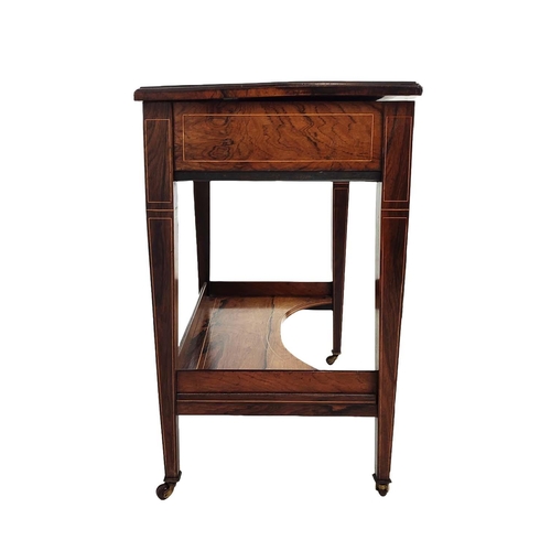 214 - WRITING TABLE, Edwardian rosewood and marquetry with hinged top and front enclosing a sloped leather... 