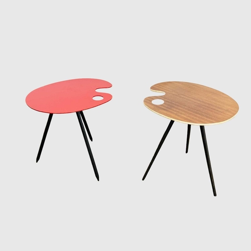 217 - LUCIEN DE ROECK FOR BOIS MANU PALETTE SIDE TABLES, two, designed for the 1958 Brussels World Expo, o... 