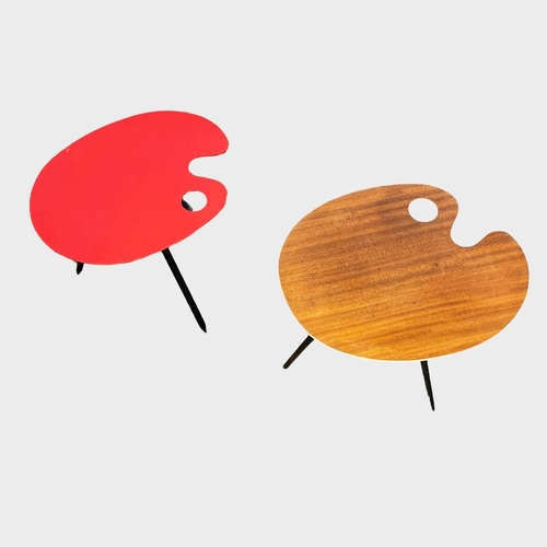 217 - LUCIEN DE ROECK FOR BOIS MANU PALETTE SIDE TABLES, two, designed for the 1958 Brussels World Expo, o... 