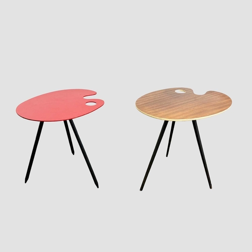 217 - LUCIEN DE ROECK FOR BOIS MANU PALETTE SIDE TABLES, two, designed for the 1958 Brussels World Expo, o... 