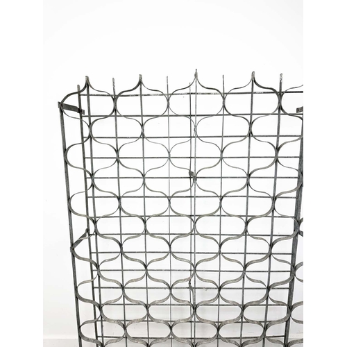 219 - WINE RACK, early 20th century French iron, holds approx 140 bottles, 156cm H x 106cm x 35cm.