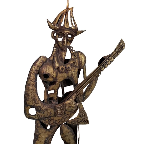 223 - FLOOR LAMP, 1950s Spanish gilt metal, inspired by Picasso's Harlequin Holding a Guitar, 150cm H.