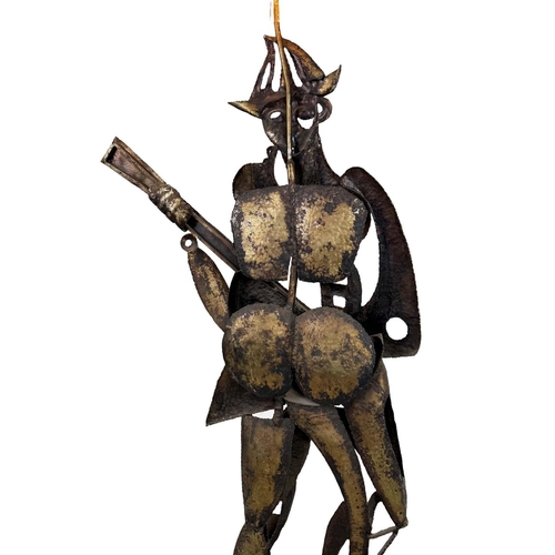 223 - FLOOR LAMP, 1950s Spanish gilt metal, inspired by Picasso's Harlequin Holding a Guitar, 150cm H.