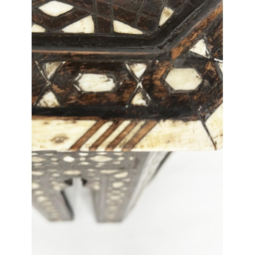 236 - SYRIAN OCCASIONAL TABLE, late 19th century Moorish hardwood bone, ebony and mother of pearl inset, o... 