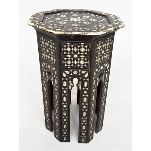 236 - SYRIAN OCCASIONAL TABLE, late 19th century Moorish hardwood bone, ebony and mother of pearl inset, o... 