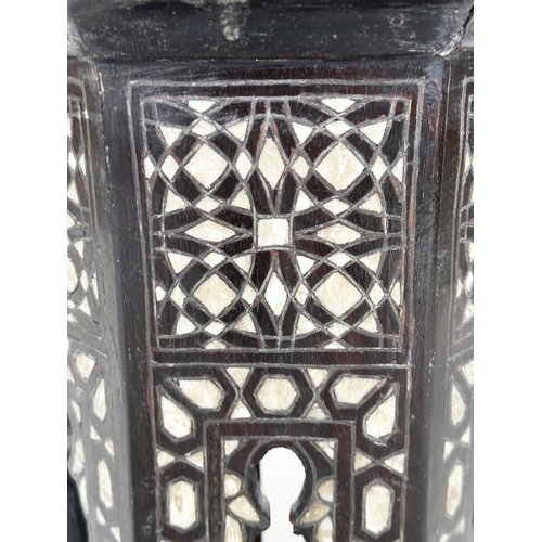 236 - SYRIAN OCCASIONAL TABLE, late 19th century Moorish hardwood bone, ebony and mother of pearl inset, o... 