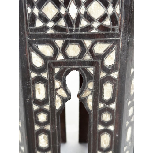 236 - SYRIAN OCCASIONAL TABLE, late 19th century Moorish hardwood bone, ebony and mother of pearl inset, o... 