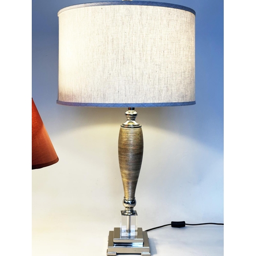 240 - TABLE LAMPS, a selection including, Murano style glass, vintage mirror-clad column lamp and a contem... 