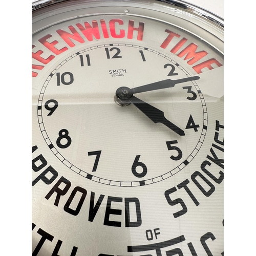 244 - RETAILERS ELECTRIC TIMEPIECE FOR SMITH SECTRIC, mid 20th century circular chrome framed with illumin... 