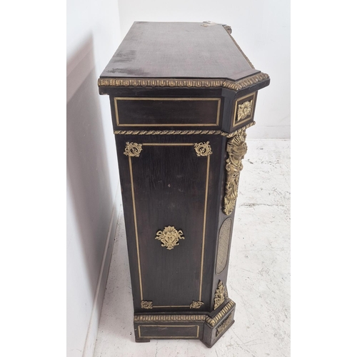 278 - SIDE CABINET, Napoleon III, ebonised gilt metal mounted and brass inlaid with single door, 118cm H x... 