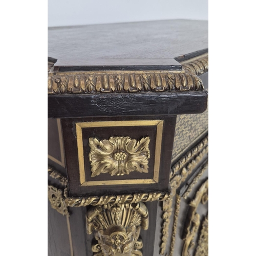 278 - SIDE CABINET, Napoleon III, ebonised gilt metal mounted and brass inlaid with single door, 118cm H x... 