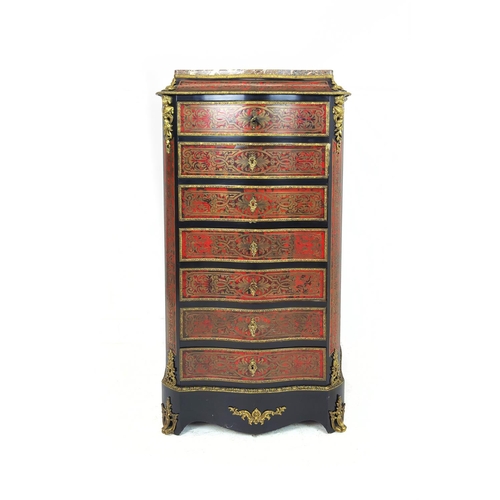 279 - ESCRITOIRE, Napoleon III ebonised, boulle and gilt metal mounted with marble top above a fall, rosew... 