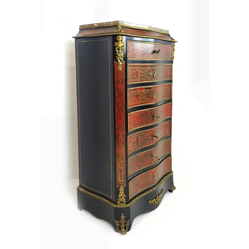 279 - ESCRITOIRE, Napoleon III ebonised, boulle and gilt metal mounted with marble top above a fall, rosew... 