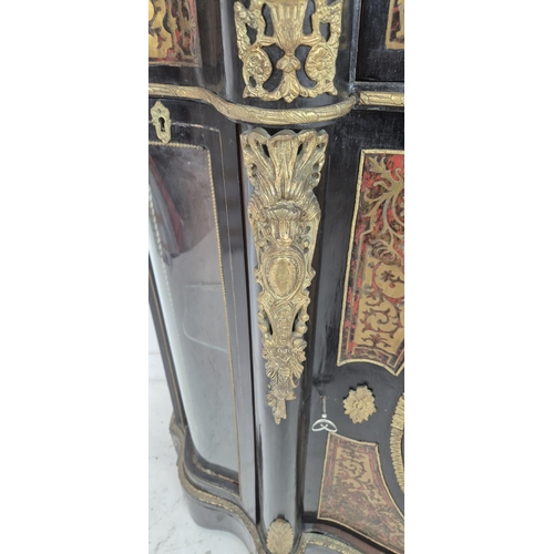 280 - CREDENZA, Napoleon III style, ebonised, boulle and brass mounted with serpentine green marble top ab... 