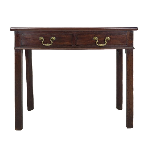 288 - HALL TABLE, George III mahogany with two drawers, 71cm H x 80cm x 36cm. (adapted)