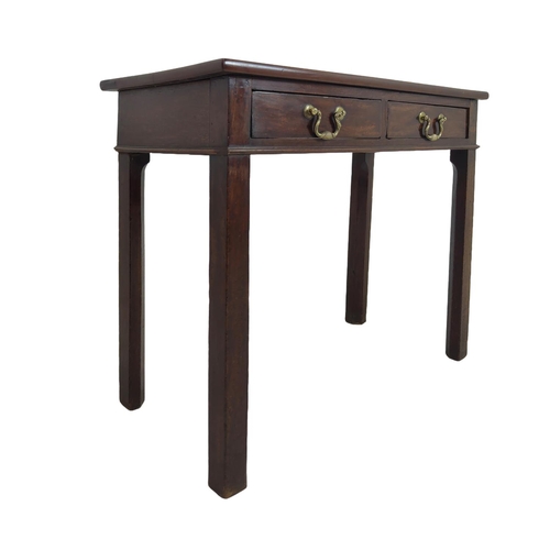 288 - HALL TABLE, George III mahogany with two drawers, 71cm H x 80cm x 36cm. (adapted)