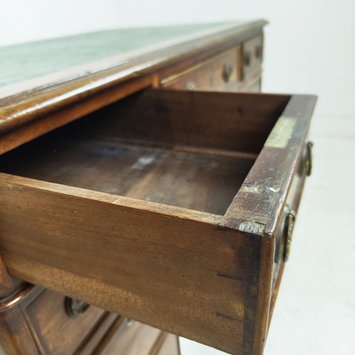 294 - PEDESTAL DESK, Victorian mahogany, circa 1860, with green leatherette top above nine drawers on cast... 