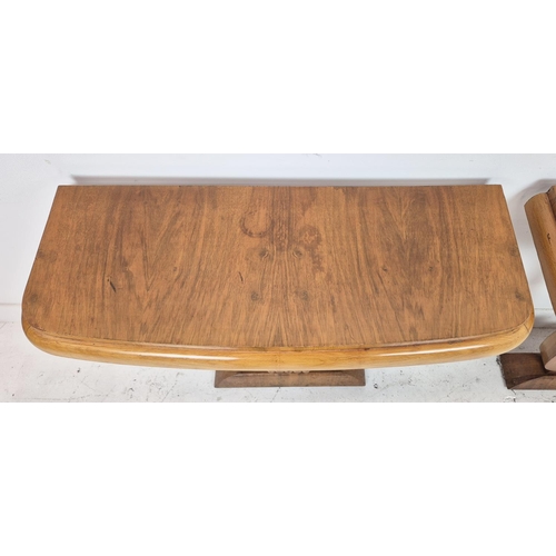 295 - CONSOLE TABLES, a pair, Art Deco walnut, 73cm H x 84cm x 32cm. (2)