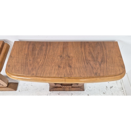 295 - CONSOLE TABLES, a pair, Art Deco walnut, 73cm H x 84cm x 32cm. (2)